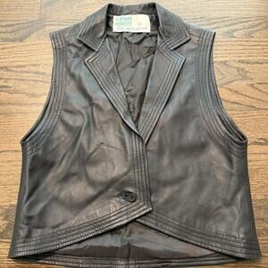 Vintage Samuel Robert by Peter Hatsi Androu Black Leather Vest Size 6